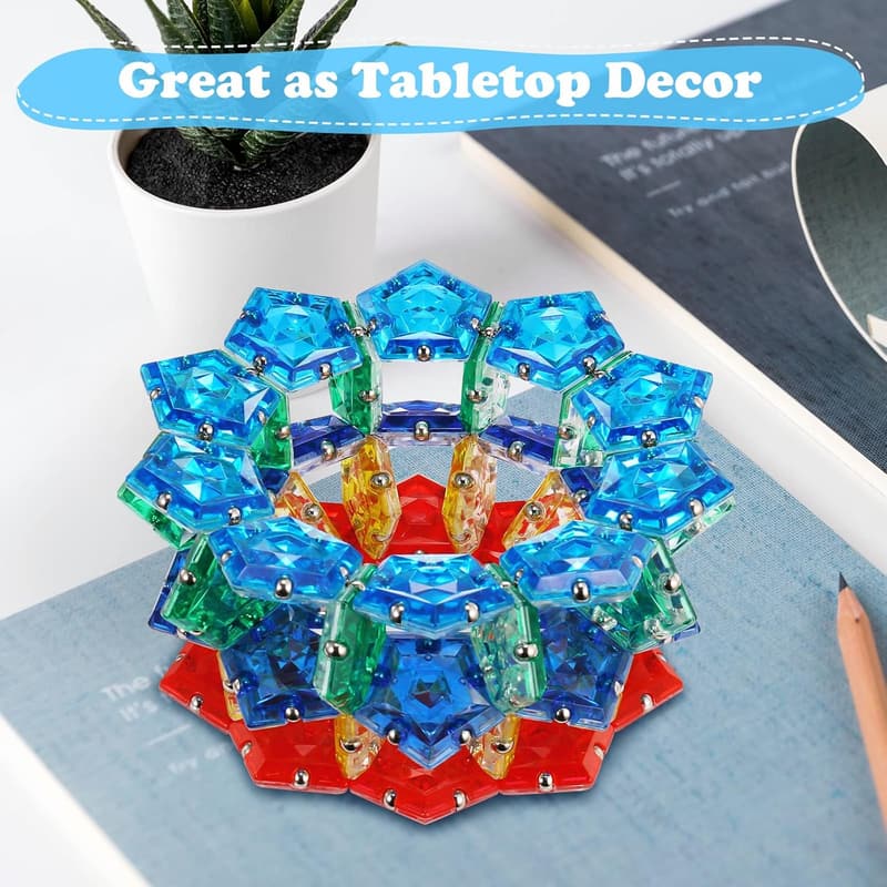 Magnetic Fidget Sphere Set - 12 Crystal Blue Pentagons