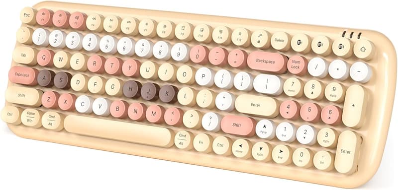 Multi-Device Bluetooth Typewriter Keyboard with Retro Keycaps