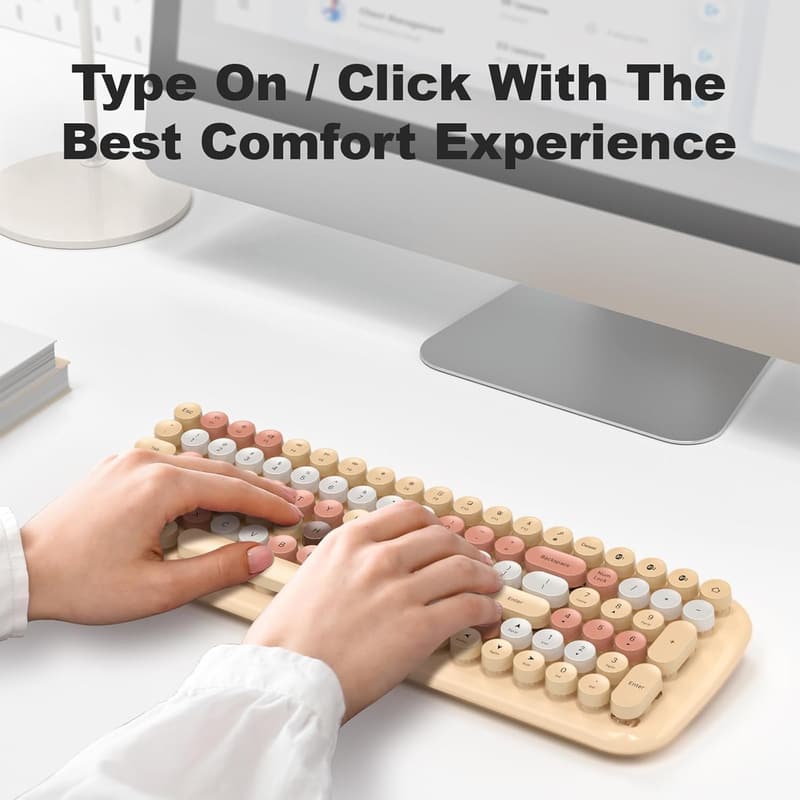 Multi-Device Bluetooth Typewriter Keyboard with Retro Keycaps