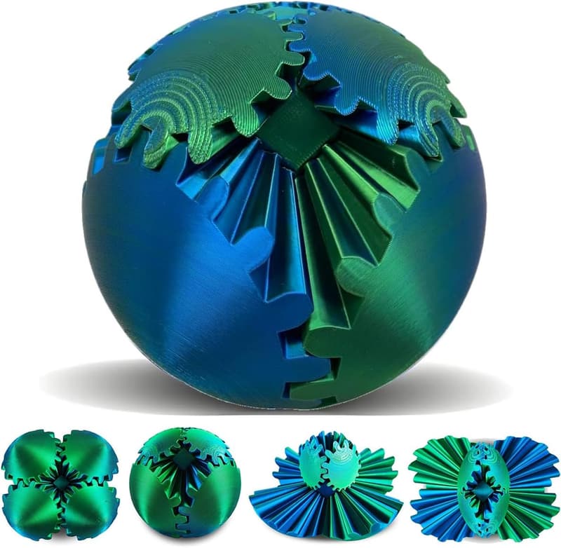 Steampunk 3D Printed Gear Sphere Fidget Toy for Stress Relief