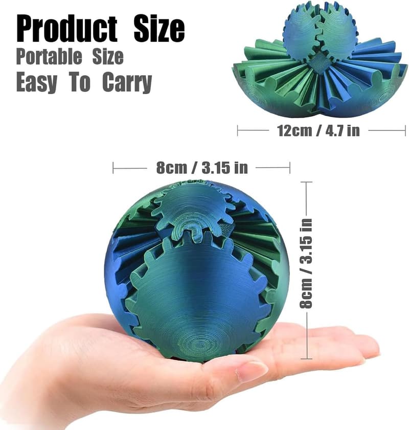 Steampunk 3D Printed Gear Sphere Fidget Toy for Stress Relief