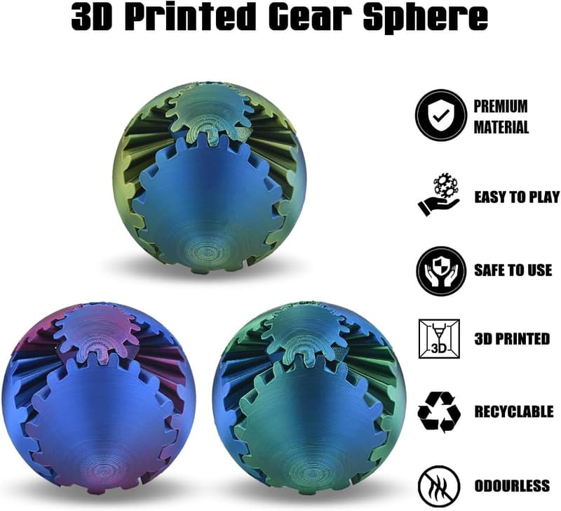 Steampunk 3D Printed Gear Sphere Fidget Toy for Stress Relief
