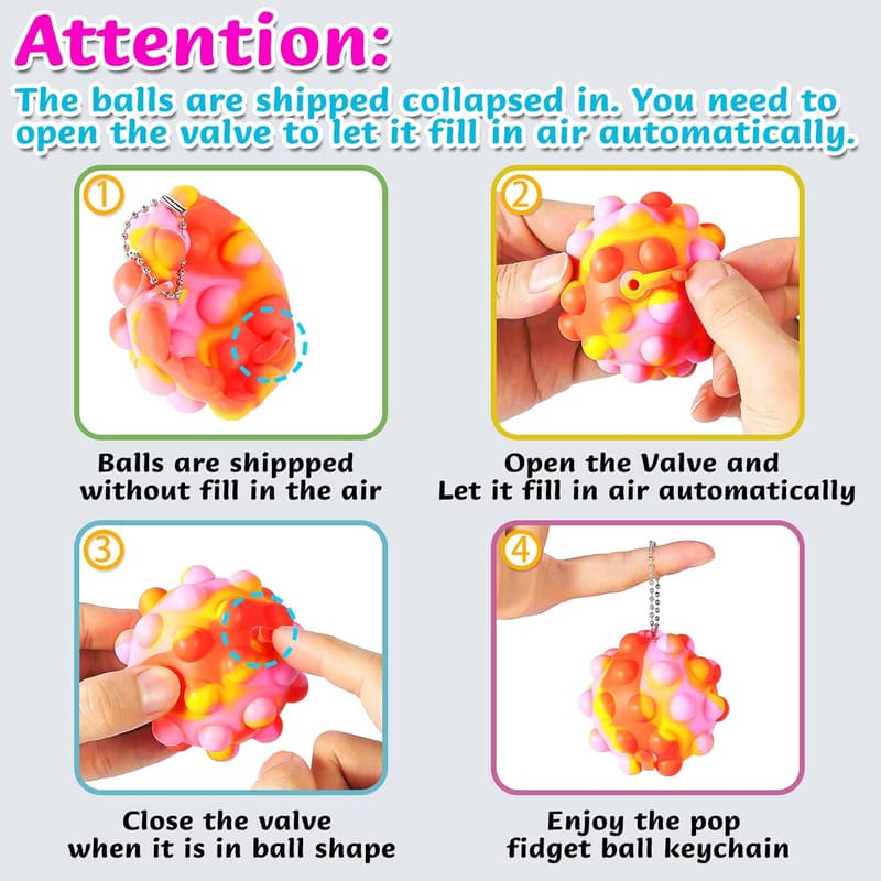 3D Stress Ball Fidget Toy Pack - 4 PCS for Kids & Adults