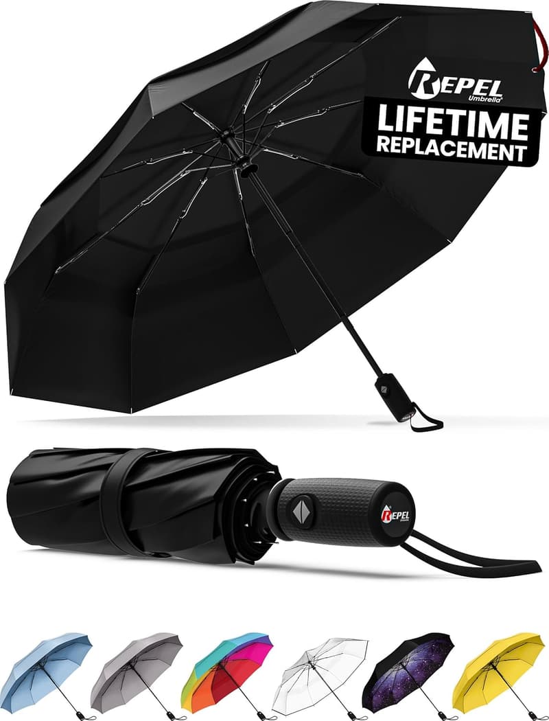 Windproof Travel Umbrella - Auto Open/Close, Compact Design