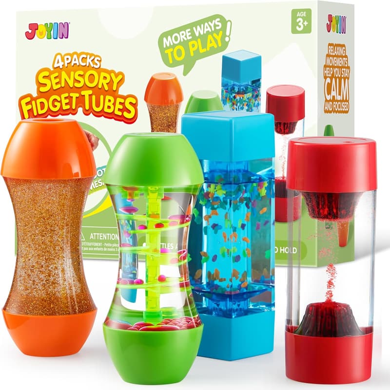 Calming Sensory Fidget Tubes for Kids - 4-Pack