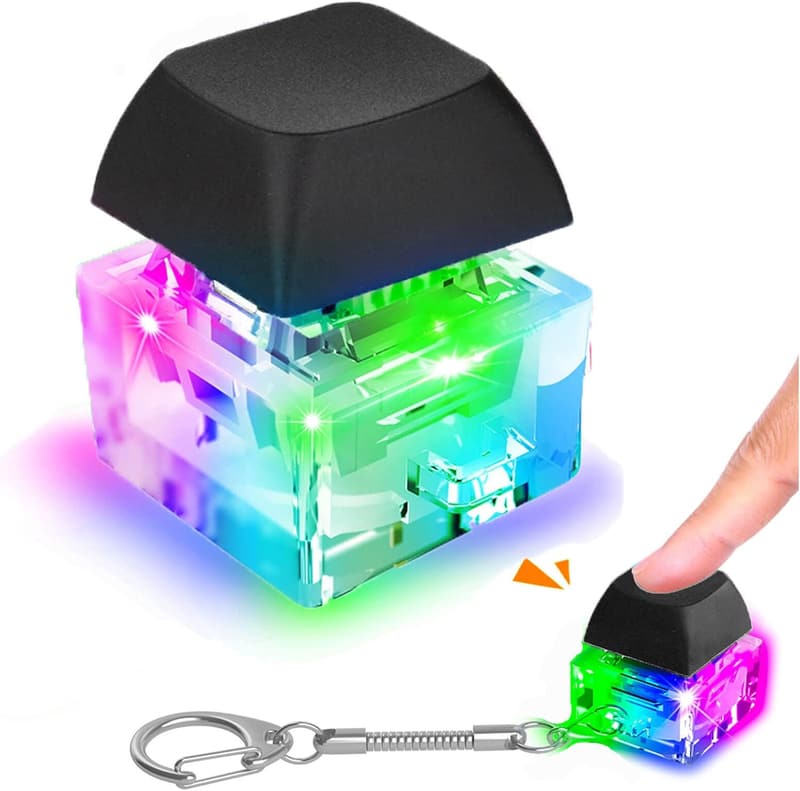 Mechanical Key Button Stress Relief Fidget Toy Keychain - Black