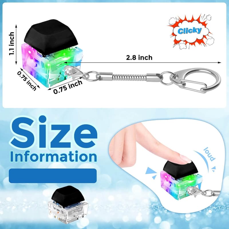 Mechanical Key Button Stress Relief Fidget Toy Keychain - Black