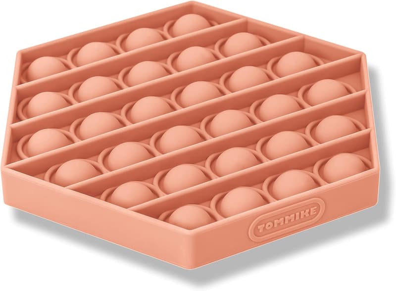 Burnt Coral Hexagon Push Pop Fidget Toy for Stress Relief