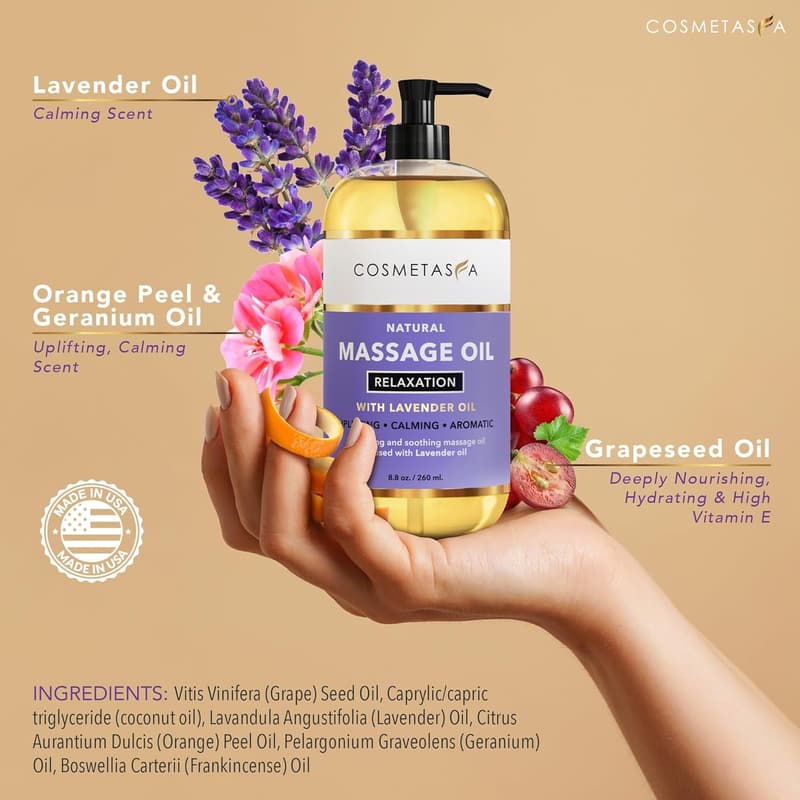 Lavender Relaxation Massage Oil with Roller Ball, 100% Natural