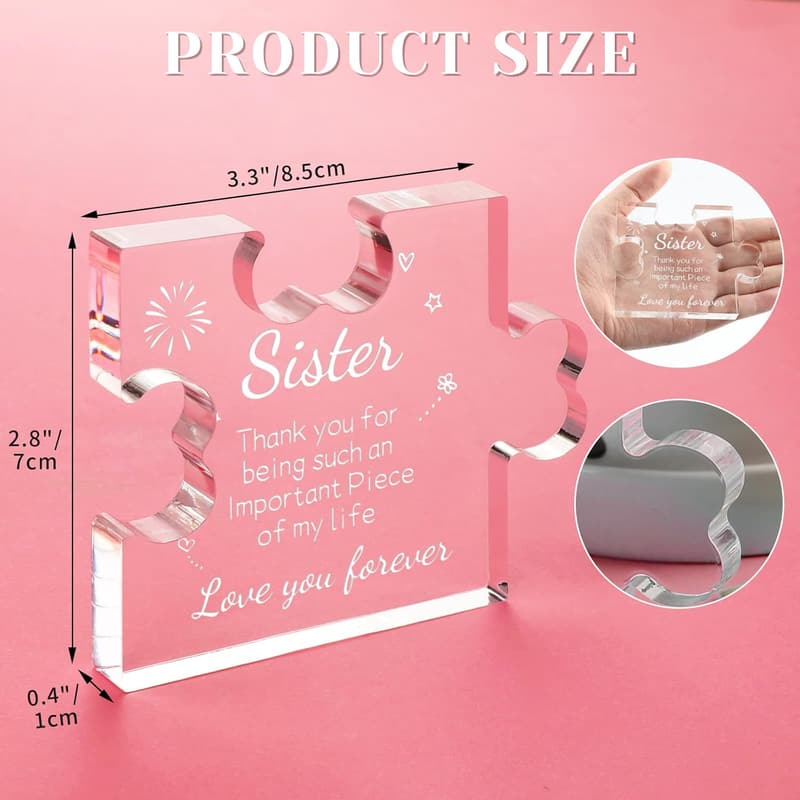 Sister Birthday Gift - Acrylic Puzzle Plaque Desk Decoration