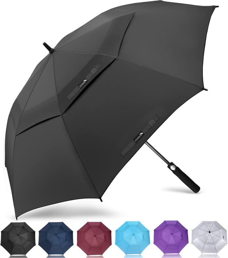 Extra Large Windproof Golf Umbrella - 51/68 Inch Double Canopy