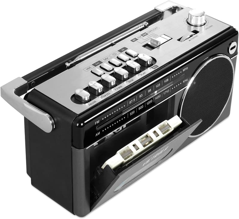 Victrola Mini Bluetooth Boombox with Cassette Player & Radio