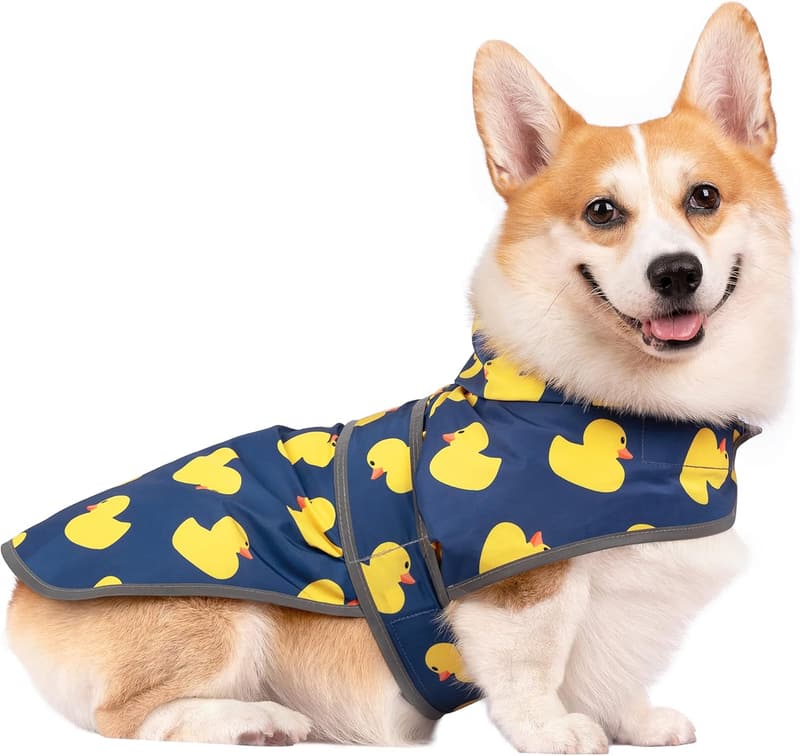 Adjustable Dog Raincoat with Hood and Reflective Strips