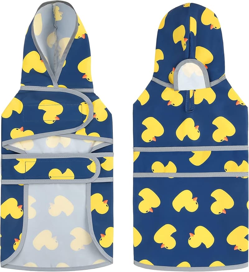 Adjustable Dog Raincoat with Hood and Reflective Strips