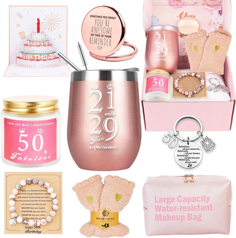 50th Birthday Gift Basket for Women - Celebrating Her Milestone