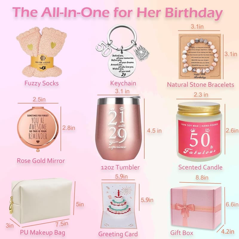 50th Birthday Gift Basket for Women - Celebrating Her Milestone