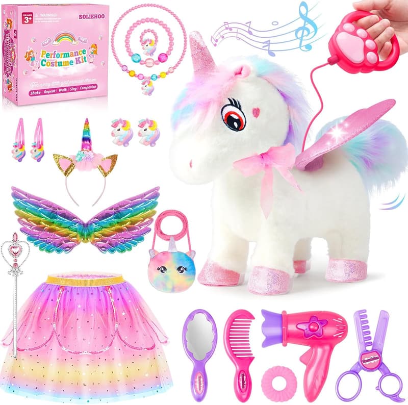 Interactive Plush Unicorn Toy for Girls Ages 4-6