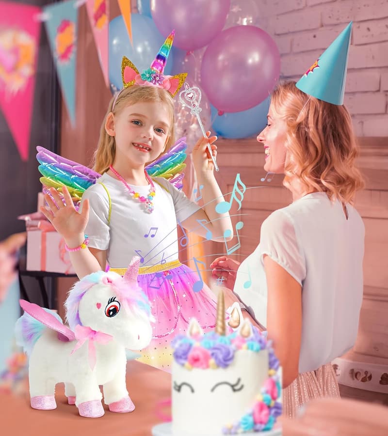 Interactive Plush Unicorn Toy for Girls Ages 4-6