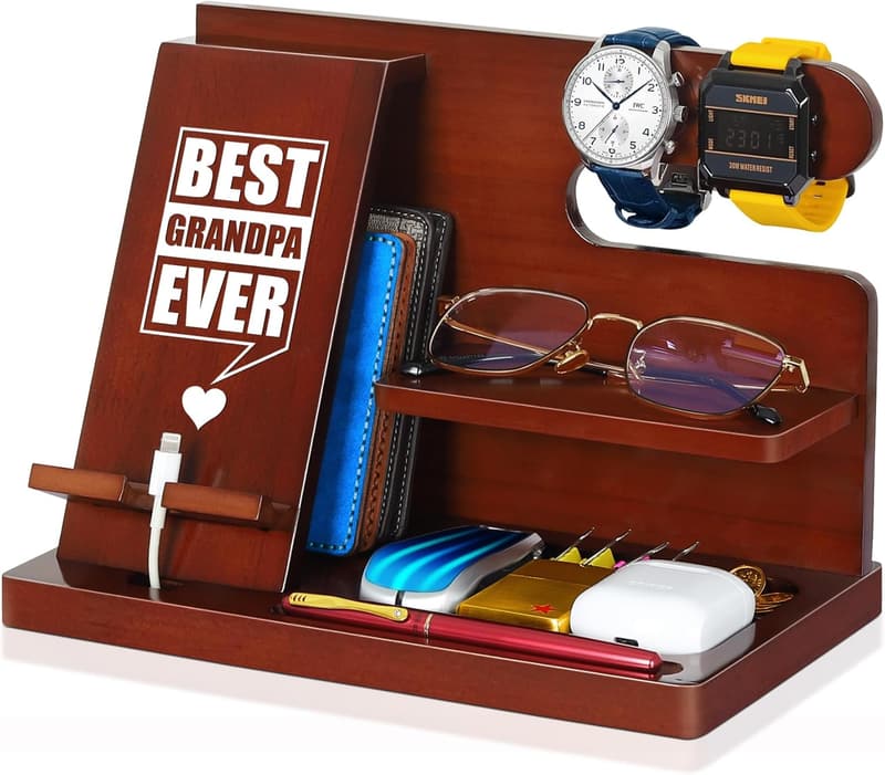 Wood Phone Docking Station for Grandpa - Fathers Day Gift