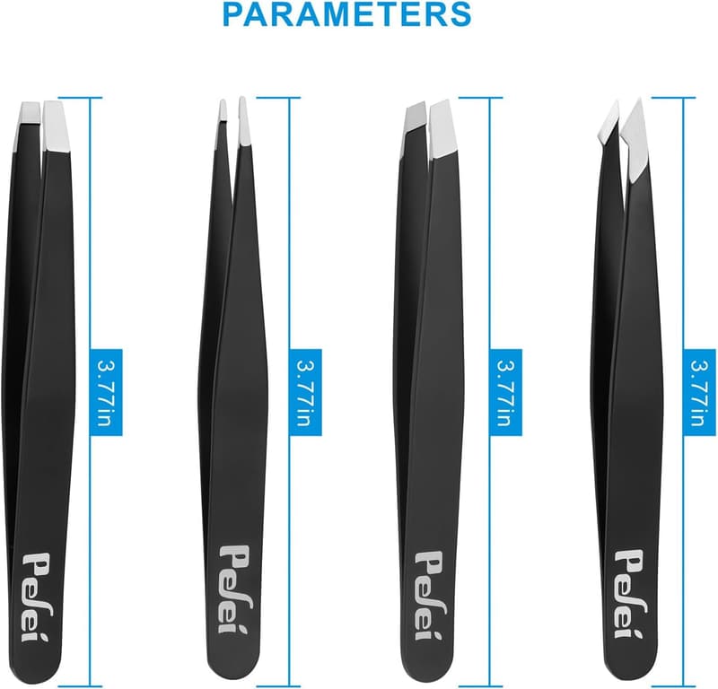 Professional Stainless Steel Tweezers Set for Hair Removal