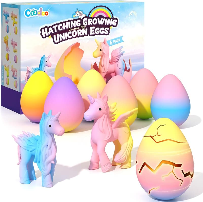 Unicorn Hatching Eggs - 6 Pack Birthday Gift for Kids 3+