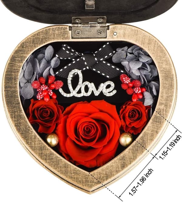 Valentine's Day Gift: Real Red Roses in Musical Box