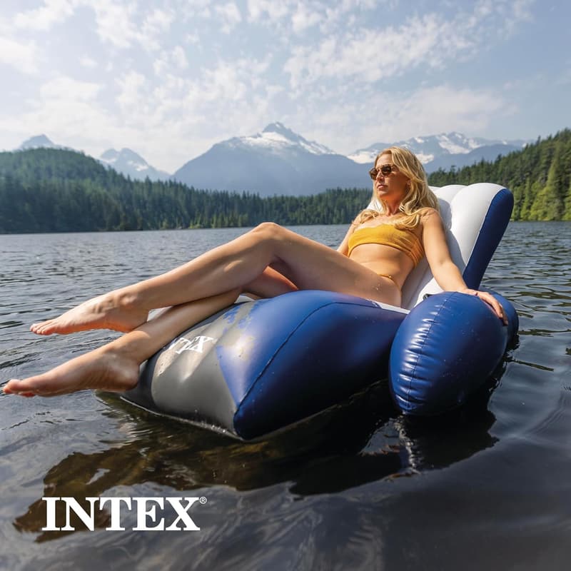 Inflatable Lounge Pool Recliner Chair with Cup Holders