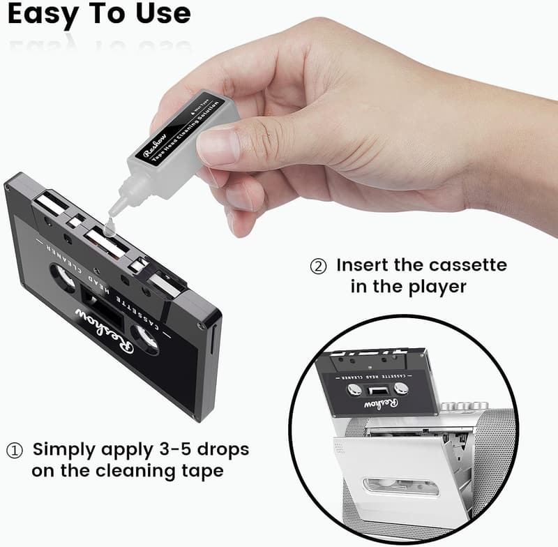Cassette Tape Cleaner Kit with 2 Fluids for Maintenance