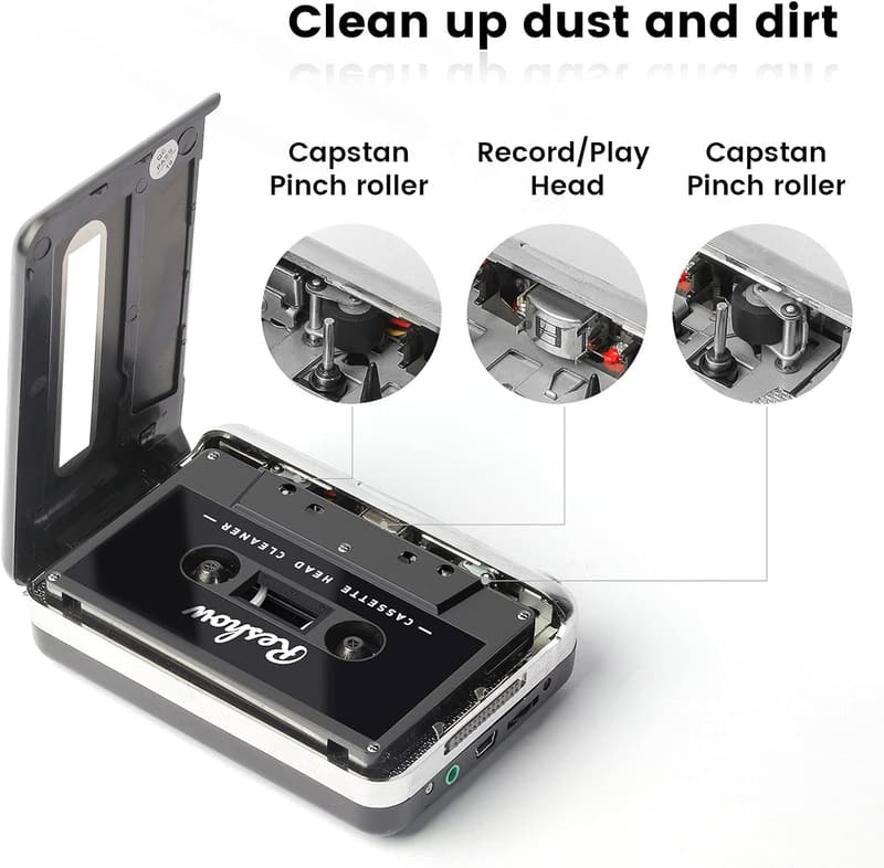 Cassette Tape Cleaner Kit with 2 Fluids for Maintenance