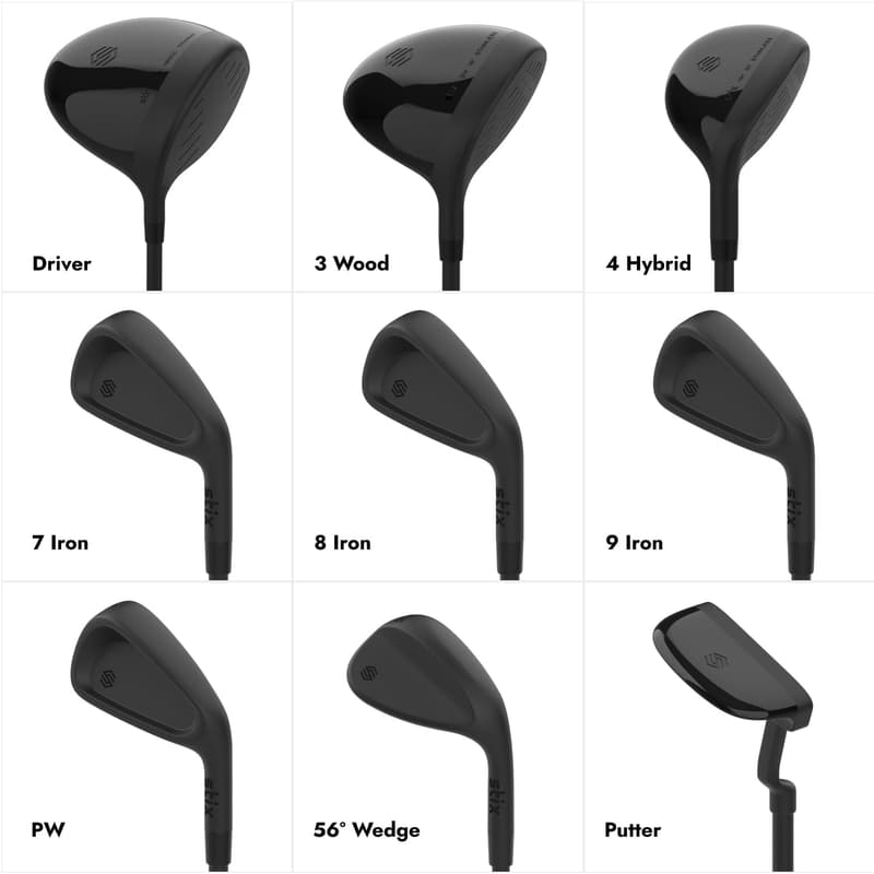 Unisex Stix Golf Club Set - 9 Graphite Shaft Clubs, Modern Design