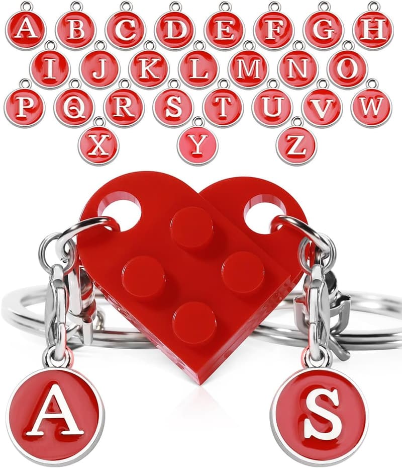 Valentine's Day Matching Couple Heart Keychain Set