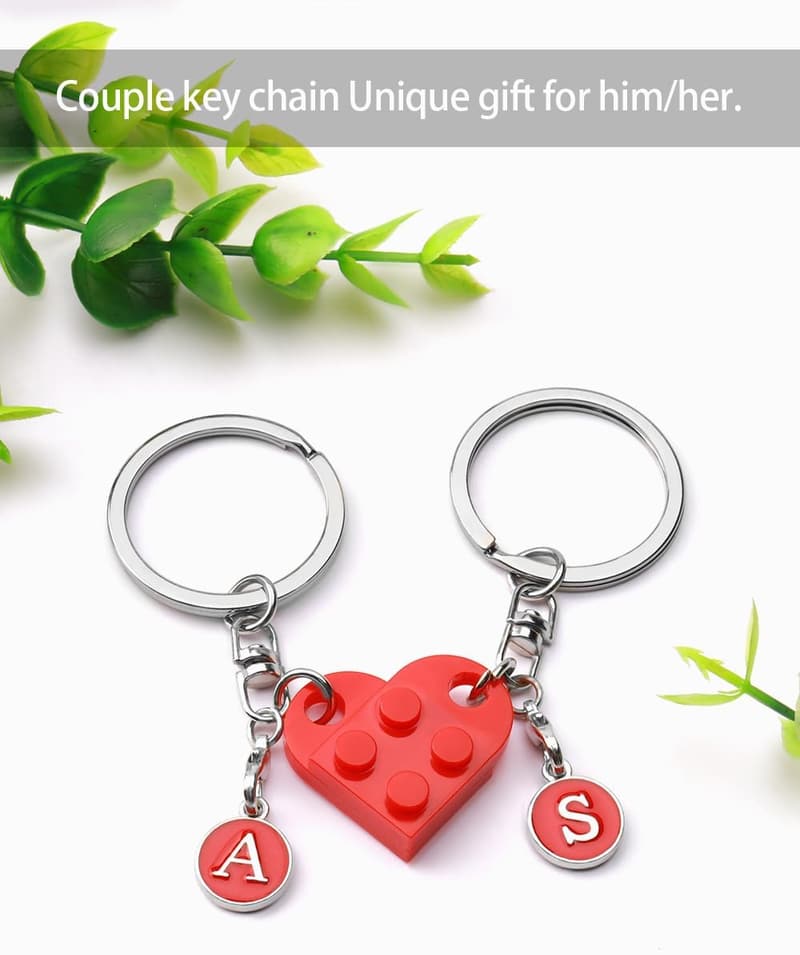 Valentine's Day Matching Couple Heart Keychain Set