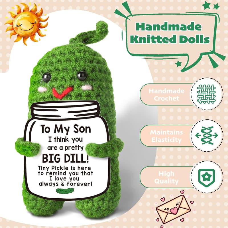 Handmade Crochet Pickle - Unique Christmas Gift for Son