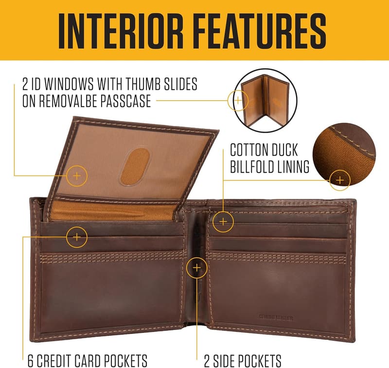 Carhartt Men's Triple Stitch Leather Wallets in Various Styles