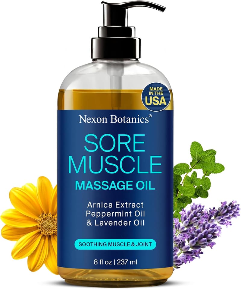 Sore Muscle Massage Oil with Arnica, Peppermint & Lavender