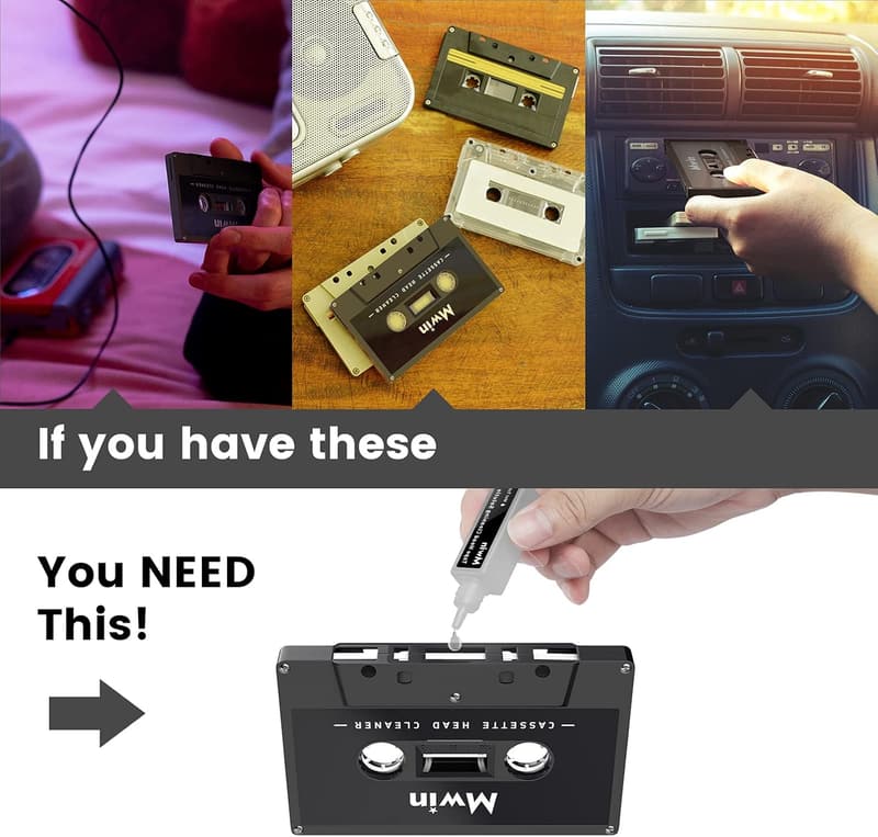 Cassette Head Cleaner Tape with Cleaning Fluids Kit
