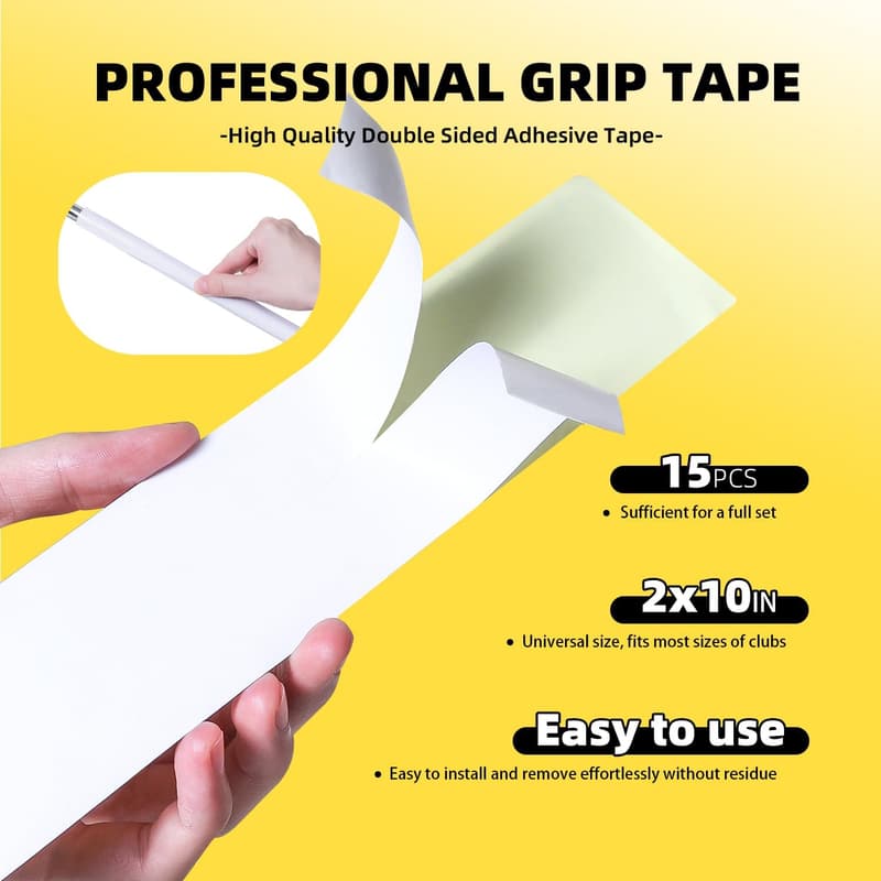 Professional Golf Grip Kit with Double-Sided Tape & Solvent
