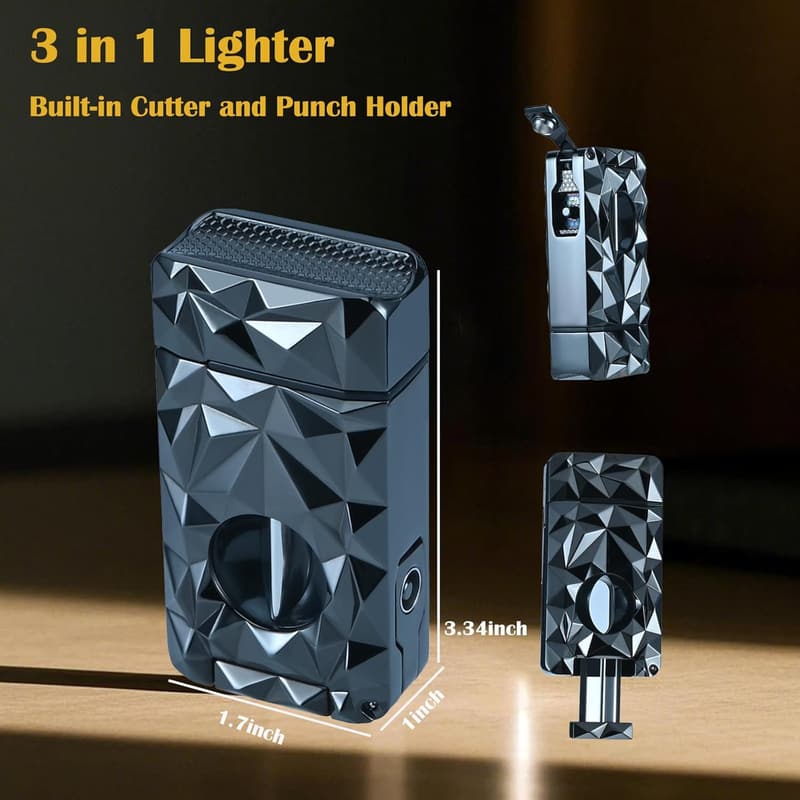 Multi-Function Jet Flame Torch Lighter with Cutter - Refillable