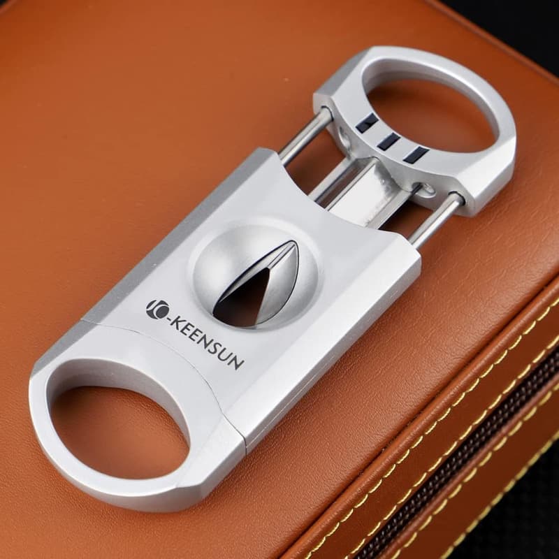 Cigar Cutter & Holder Gift Set with Stainless Steel Blade
