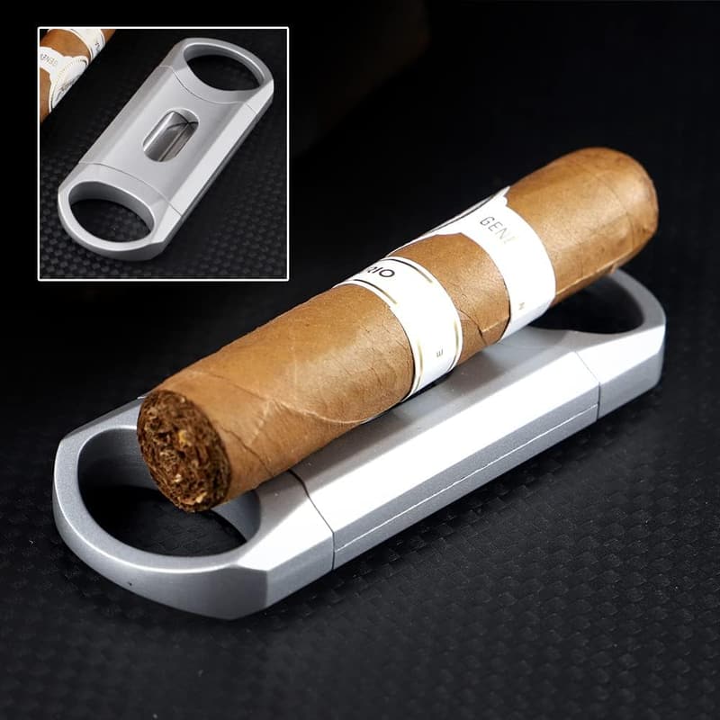Cigar Cutter & Holder Gift Set with Stainless Steel Blade