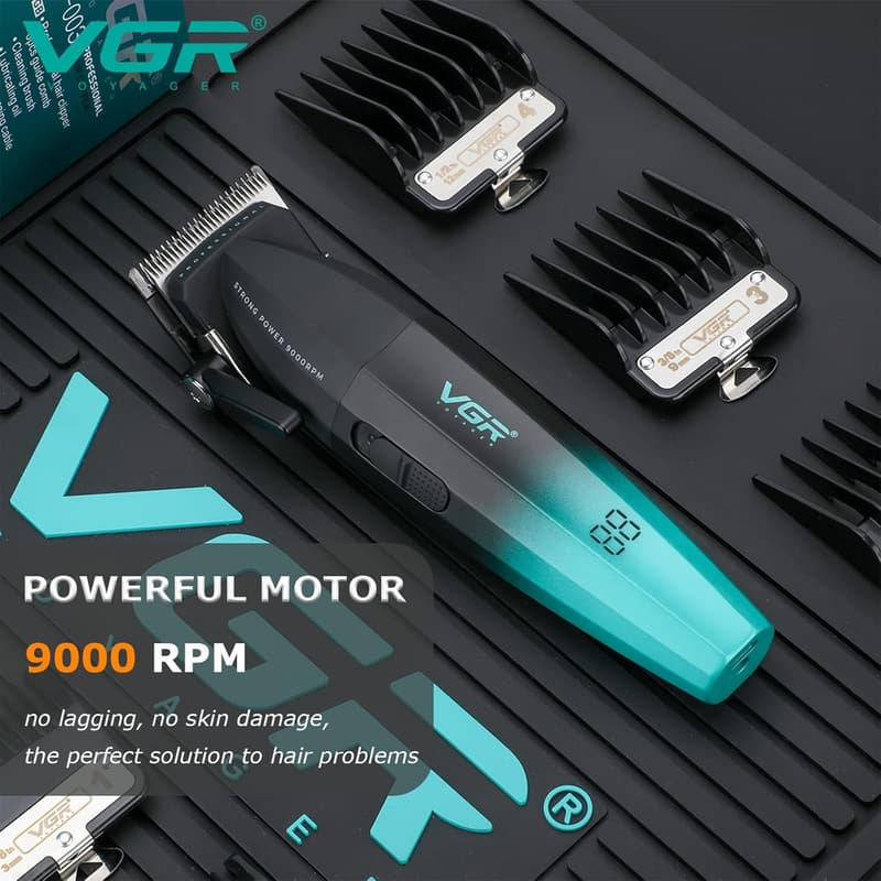 Professional Rechargeable Hair Clipper with LED Display, Green