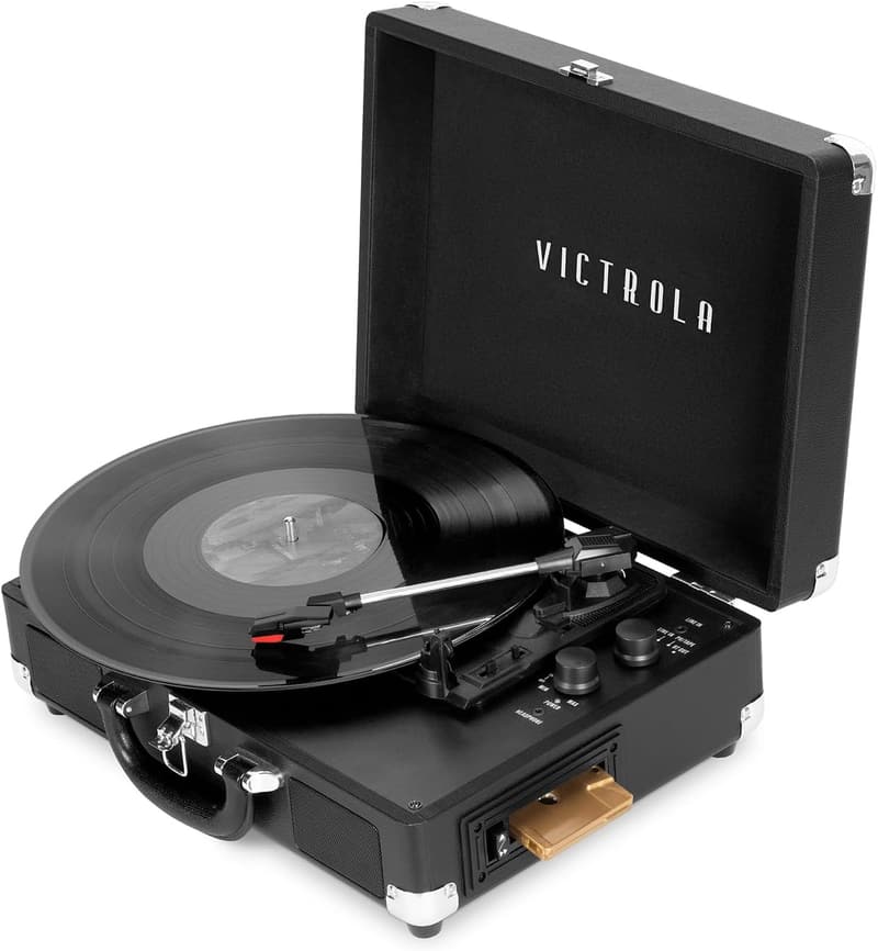 Victrola Bluetooth Vinyl Record Player with Cassette - Black