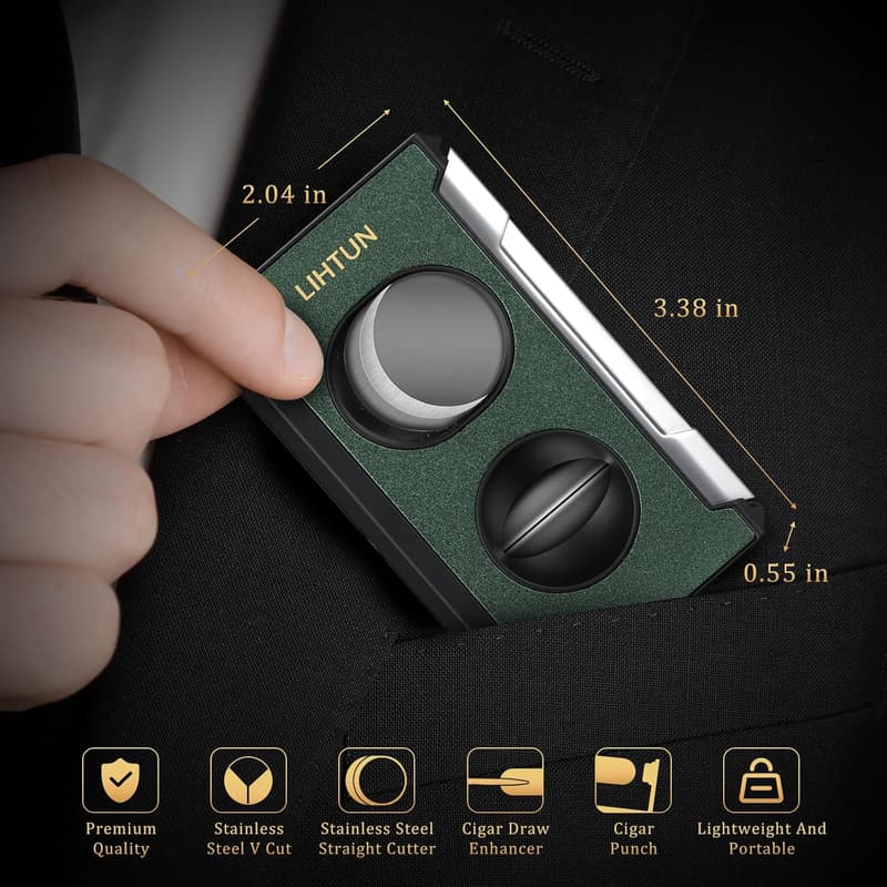 Stainless Steel 4-in-1 Cigar Cutter with Punch - Gift for Men