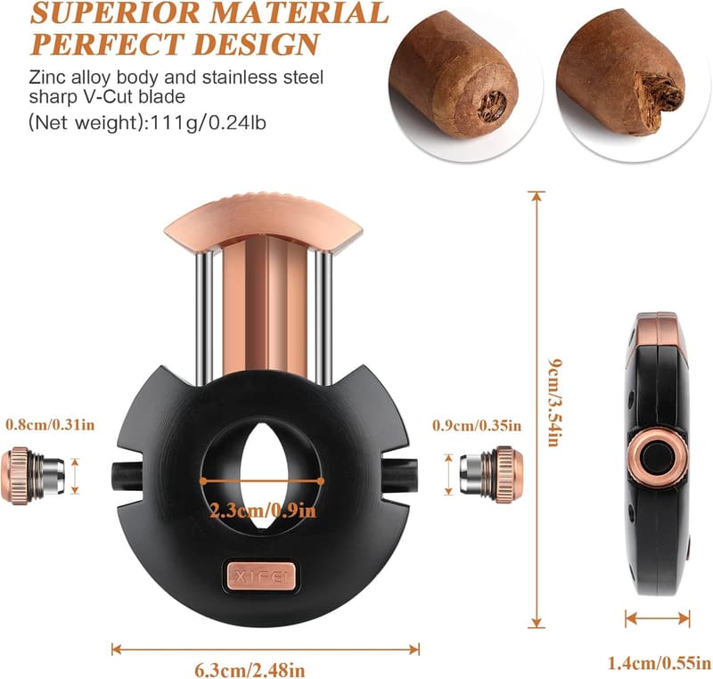 Ergonomic V-Cut Cigar Cutter with Gift Box