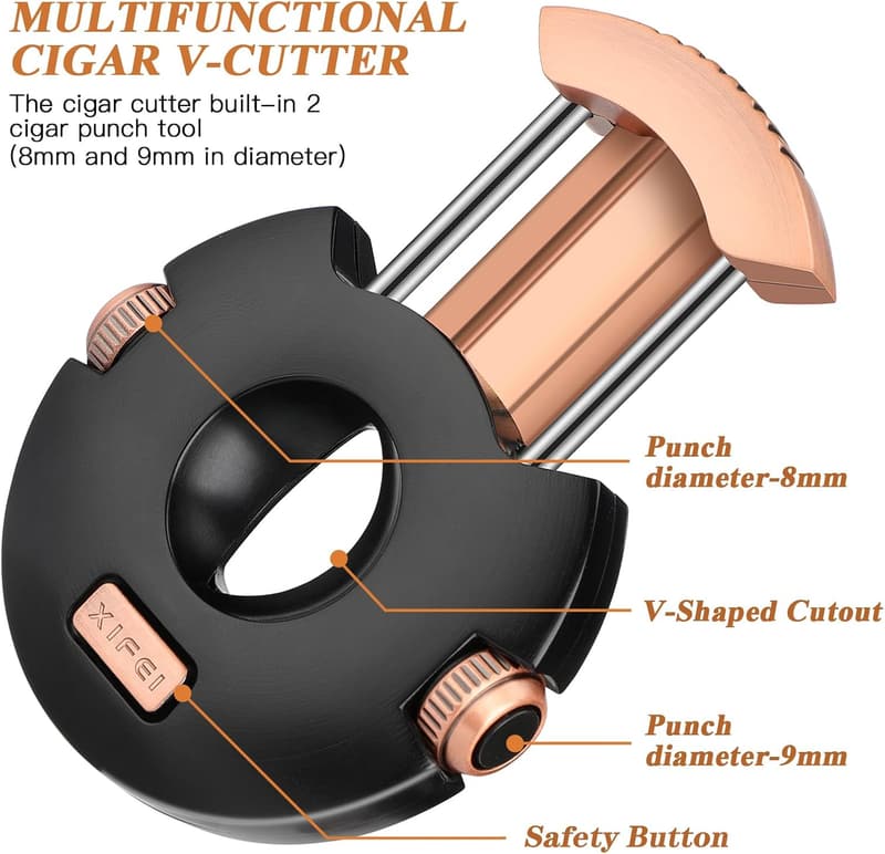 Ergonomic V-Cut Cigar Cutter with Gift Box