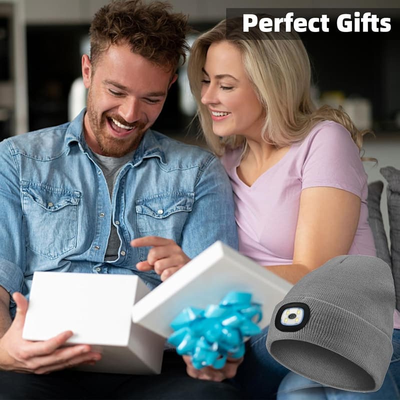 USB Rechargeable LED Beanie Hat - Gifts for Him & Her