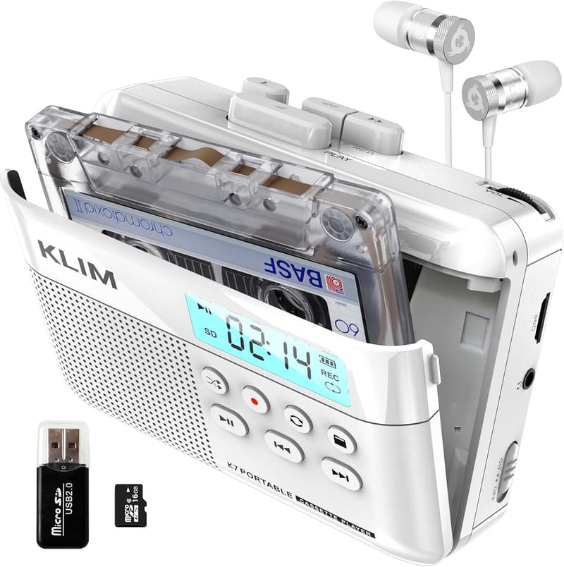 KLIM K7 Portable Cassette to MP3 Converter with 16GB SD Card