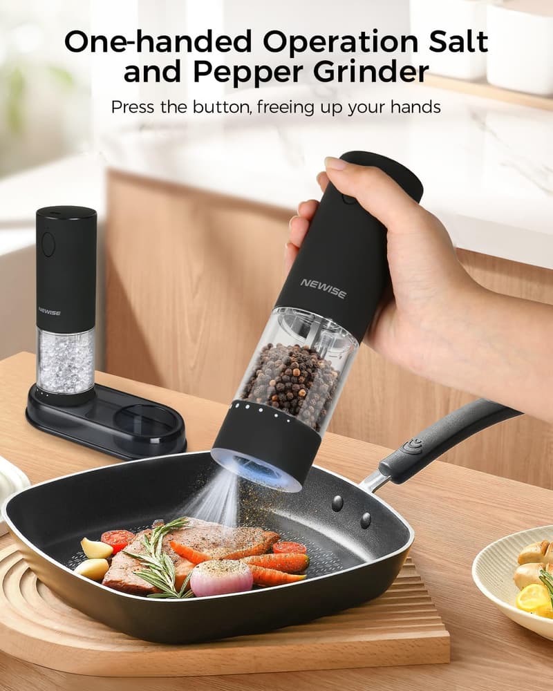 Rechargeable Stainless Steel Salt and Pepper Grinder Set