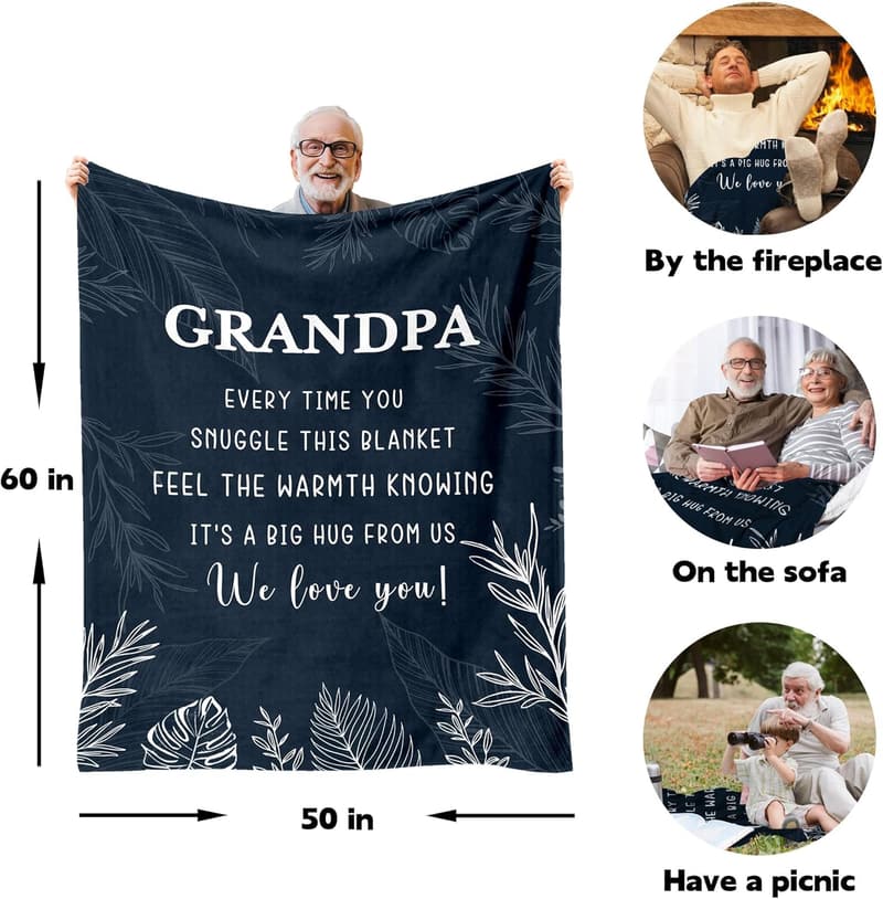 Birthday Throw Blanket for Grandpa - 50