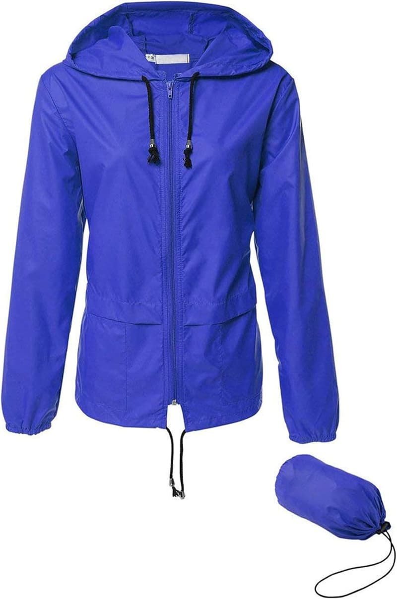 Women's Packable Waterproof Raincoat - Lightweight Hooded Jacket